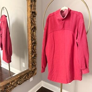 Free People Long Sleeve Mock Neck Tunic in Bright Pink